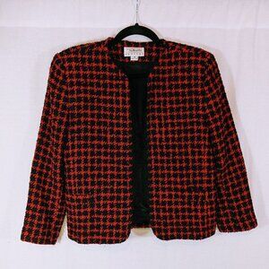 Vintage Talbots Red and Black Houndstooth Blazer Size 4P
